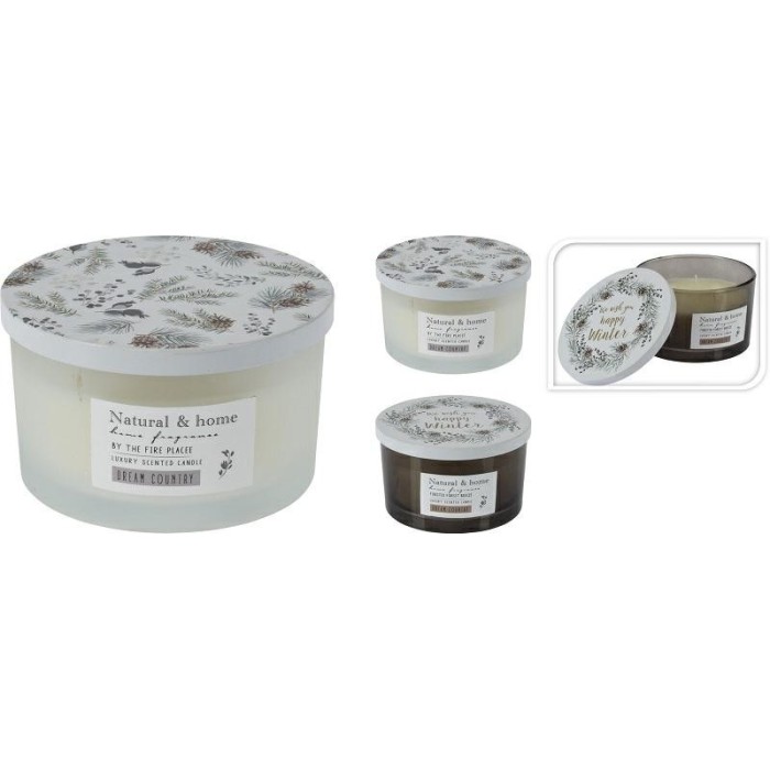 VASO VETRO CON CANDELA 13X8CM